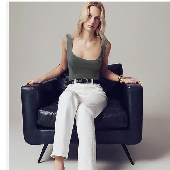 NWT J. Crew Cropped Fine Rib Scoopneck Tank Top Black S - Picture 1 of 6